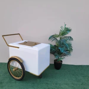 Elegant Standard Size Popsicle Cart White with Gold Trim