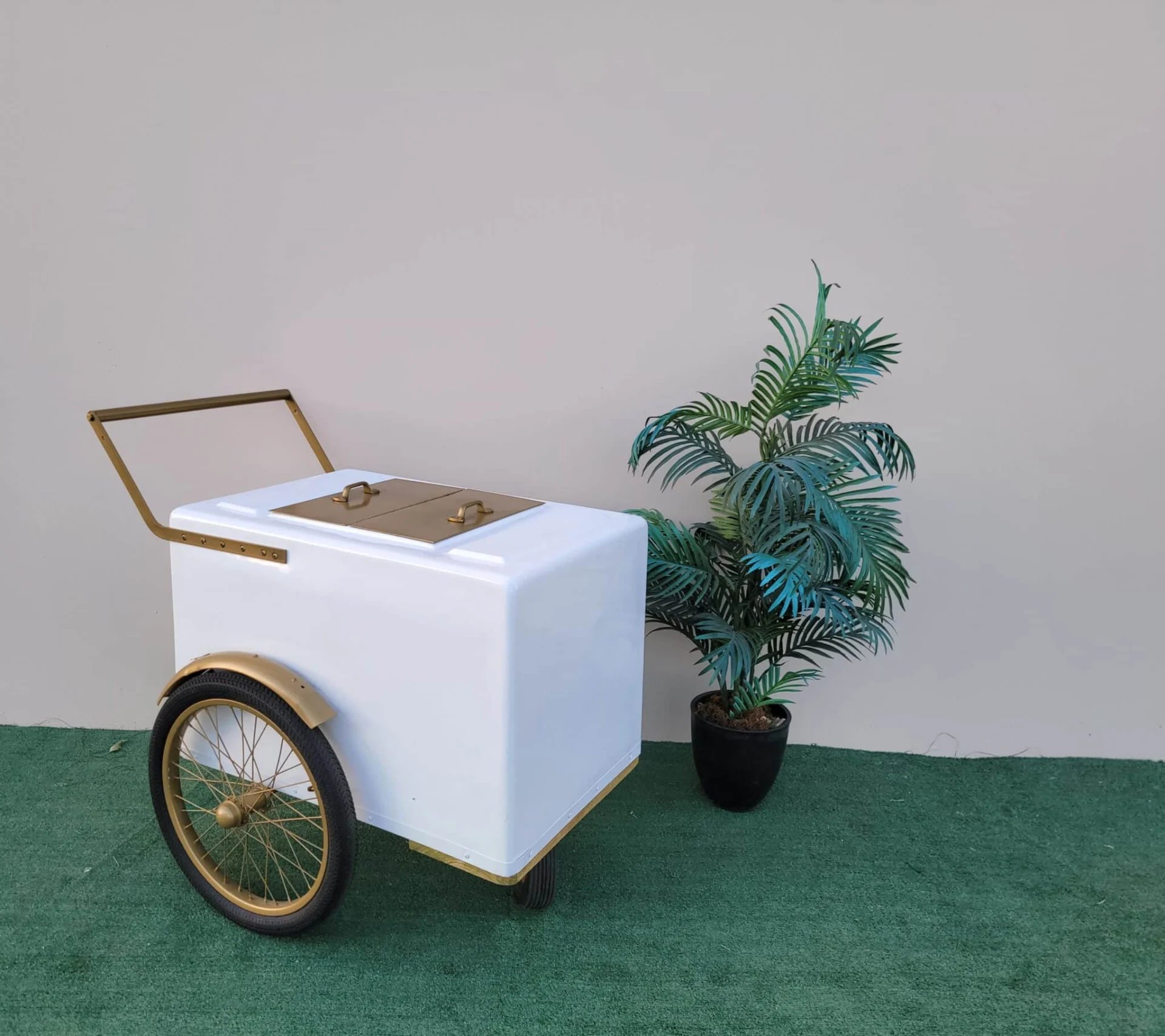 Elegant Standard Size Popsicle Cart White with Gold Trim