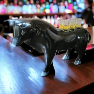 Black Tasting Flight Bull Tray with Lights for Unique Events