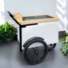 Tall Standard Size White with Black trim Popsicle Cart with Sliding Glass Doors and Bicycle Tires