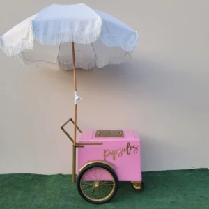 Standard Pink Popsicle Cart with Gold Trim for Events and Businesses