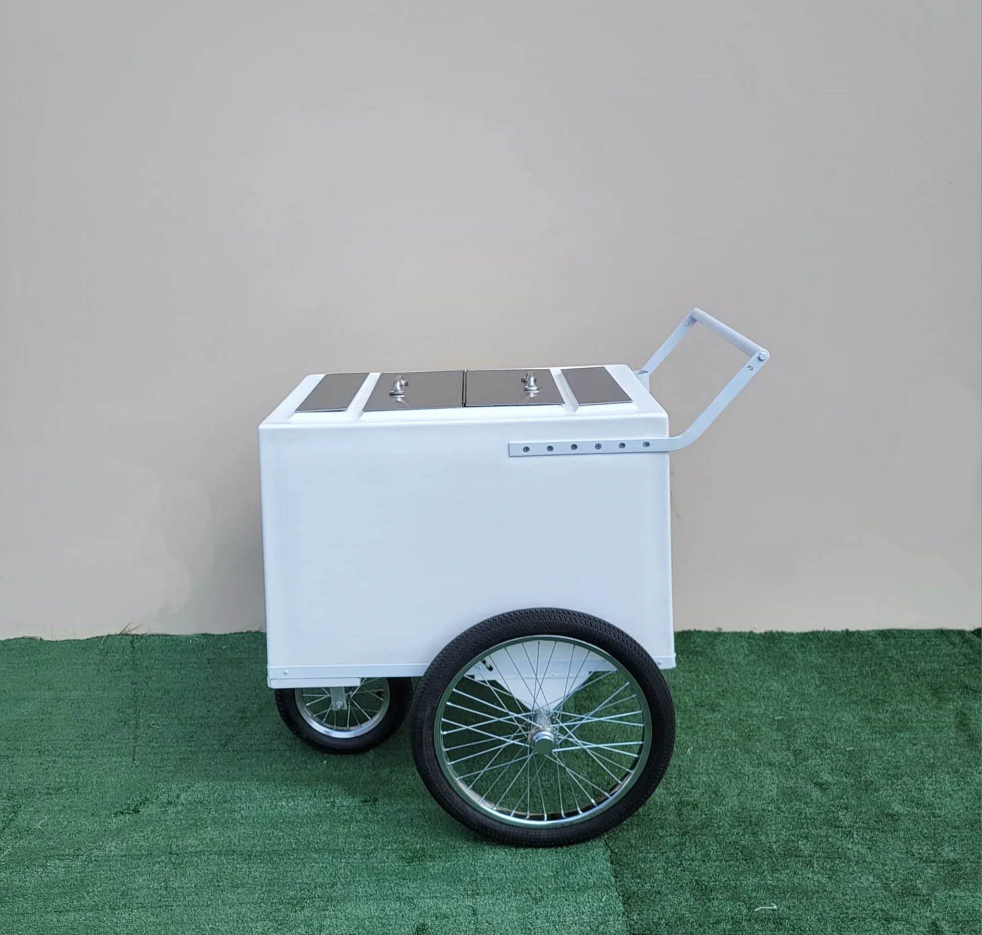 Tall Standard Popsicle Cart with Bicycle Tires and White trim