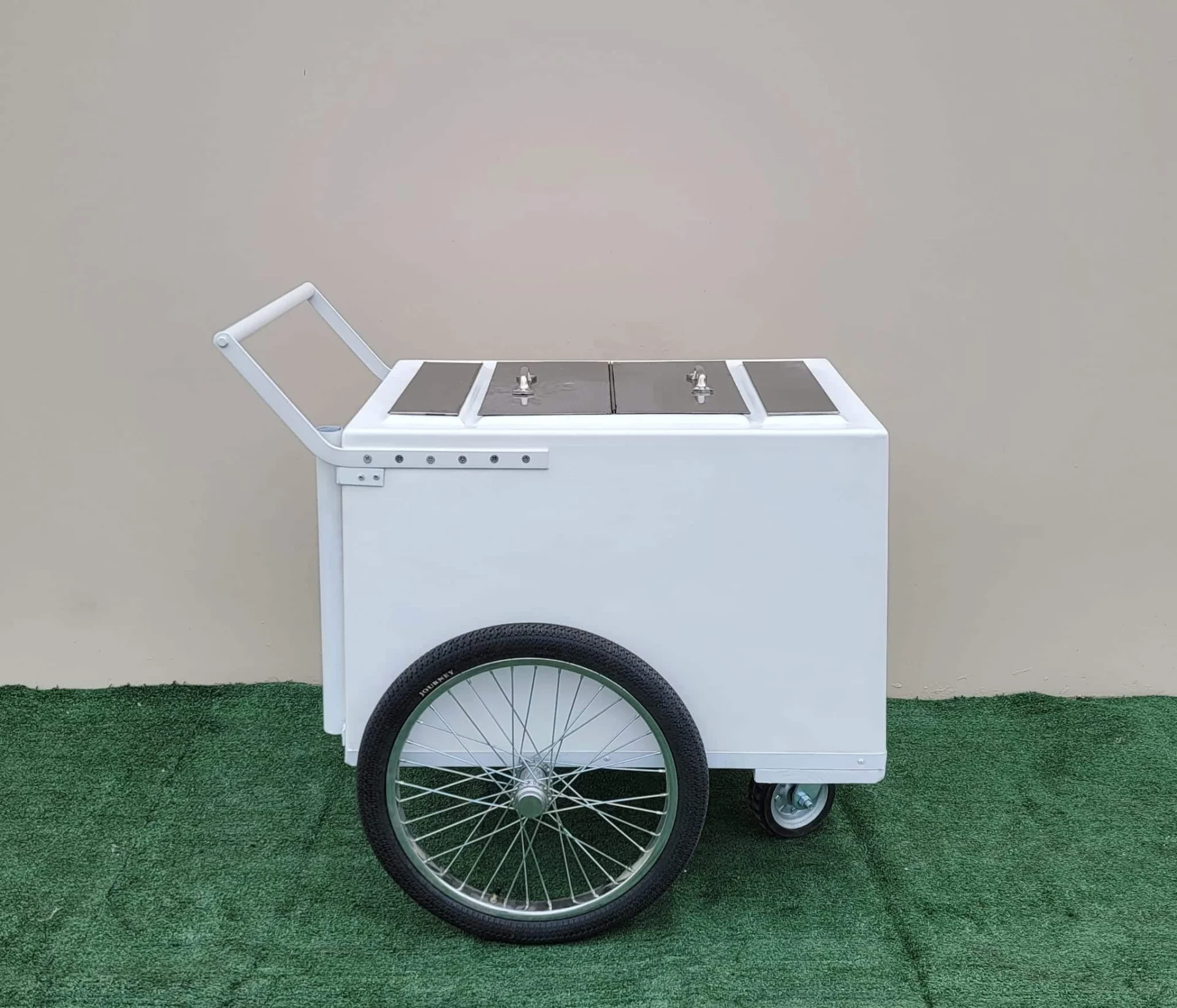 Standard White Popsicle Cart with Fenders and Bicycle Tires