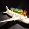 6 Shot White Airplane Tequila Flight Tray with Stunning Lights