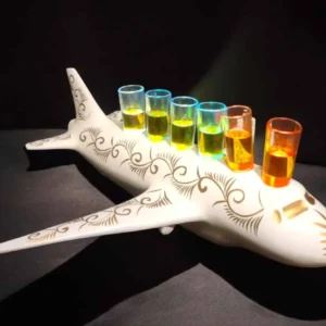 6 Shot White Airplane Tequila Flight Tray with Stunning Lights